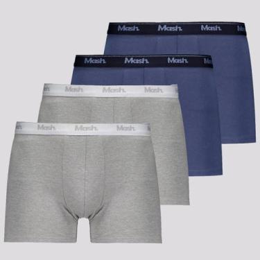 Imagem de Kit 4 Cuecas Boxer Mash Cotton Azul e Cinza, M