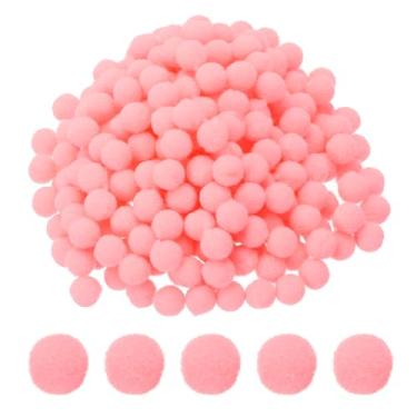 Imagem de PATIKIL Pompons de 0,8 cm para artesanato, 2000 peças de pompons pequenos para artesanato, mini bolas bufantes a granel de alta elasticidade para chapéus, arte de Natal, rosa claro