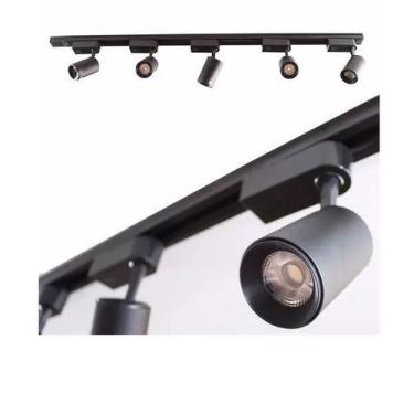 Imagem de Trilho Eletrificado 4m + 4 Spot Led 7w 4000k Bivolt Preto - Delis