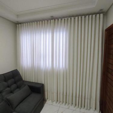 Imagem de Cortina Alto Padrão De Linho Com Microfibra Varão Trilho Suiço 4,00x2,