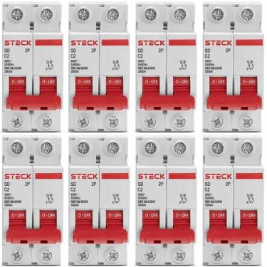 Imagem de 8 Disjuntor Bipolar 63 amperes Curva C 3ka Steck SDD62C63
