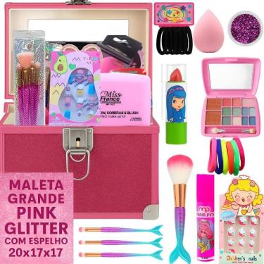 Imagem de Kit Maquiagem Infantil Princesa Maleta Rosa Pink Glitter