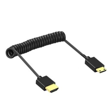 Imagem de 2X Cabo Câmera Monitor Mola Espiral Hdmi X Mini-Hdmi 2.0 4K