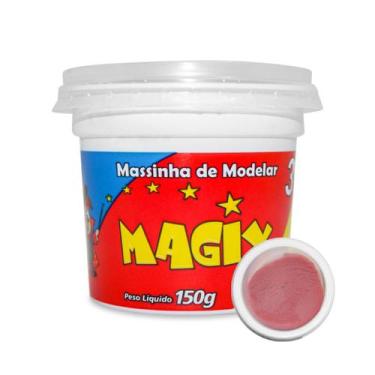 Imagem de Pote Massinha De Modelar Infantil Escolar Atoxica Magix 150g, Vermelho