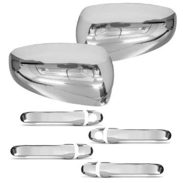 Imagem de Kit Aplique Cromado Maçaneta Retrovisor Fiat Pálio 2012 à 2019 Grand Siena 2013/22 Mobi 2016/22