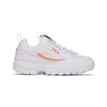 Imagem de Fila Tênis feminino premium Disruptor II, branco/tangerina/branco, tamanho 40, 135 branco/tangerina/branco, 40