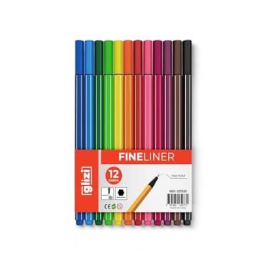 Imagem de Glizi Fineliner, Kit de Canetas Coloridas, Ponta Fina 0.4mm, 12 Cores Sortidas (12 Cores (Color))
