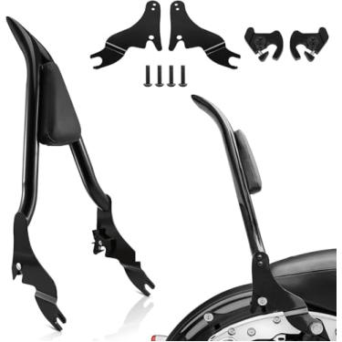 Imagem de totiancong Encosto Sissy Bar de 56 cm para Harley Davidson Touring 2009-2024 Street Glide CVO Road Glide Road King Ultra Limited Electra Glide Encosto Traseiro Destacável do Passageiro, Preto