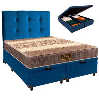 Imagem de Kit Cama Box Bau + Cabeceira + Colchão Queen D26 - Ortophedic - Sankonfort