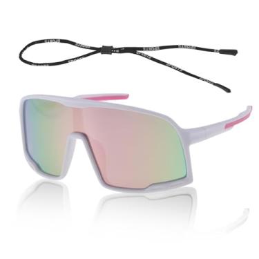 Imagem de TUCKBOLD 1 conjunto de óculos de sol de ciclismo anti-reflexo Tri-Acetil Cellulos PC UV400 Óculos de sol de ciclismo lentes rosa armação branca rosa