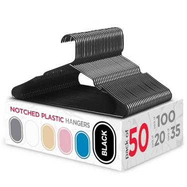 Imagem de Sharpty Cabides de plástico para roupas, armários, casacos e camisas – entalhados, duráveis, grossos, resistentes e econômicos – para uso padrão diário, itens essenciais e básicos de quarto – pacote