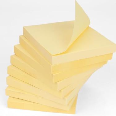 Imagem de JIOMULIG Notas adesivas 7,6 x 7,6 cm cores amarelas almofadas autoadesivas fáceis de postar para notebook home office 100 folhas/bloco (8 blocos)