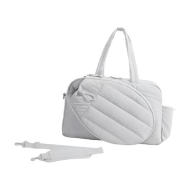 Imagem de Vaveren Bolsa de tênis para mulheres Bolsa de tênis com compartimento para sapatos com bolsos laterais esportiva leve à prova d'água tote, Cinza