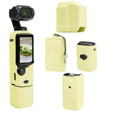 Imagem de TYUANDOUER Capa Pocket 3, capa protetora de silicone macio compatível com DJI Osmo Pocket 3 Creator Combo, capa protetora de tela leve, acessórios - amarela