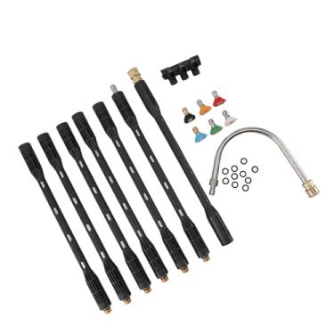 Imagem de Varinha de Extensão para Lavadora de Alta Pressão, Conector de 1/4 de Polegada, Haste de Limpeza de Calhas de Aço Inoxidável Com Casca Preta para Parede Externa do Telhado