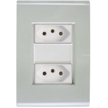 Imagem de Cj Duas Tomadas Dupla 20a Liz Verde Ardósia Tramontina Completo Pronto Tramontina