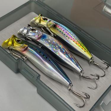 Imagem de 9 cm/13 g 3 peças/caixa iscas flutuantes para pesca em água superior isca de pesca de superfície isca artificial de fundição longa isca de água superior isca de natação wobblers linguado robalo lúcio