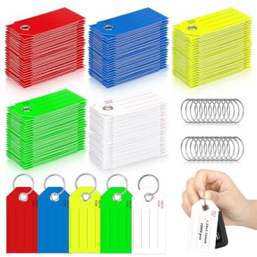 Imagem de 1000 etiquetas de chave vermelhas com etiquetas etiquetas de papel branco com anéis 3,3 x 6,9 cm etiquetas de chaveiro para escrever em massa etiquetas de etiquetagem de bagagem para marcadores de