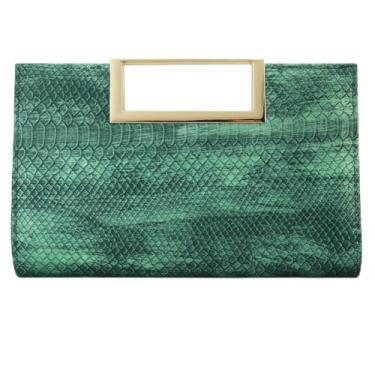 Imagem de Gets Bolsa clutch feminina de couro PU para noite para festa de casamento formal, bolsa tiracolo pequena com corrente, Verde tie-dye