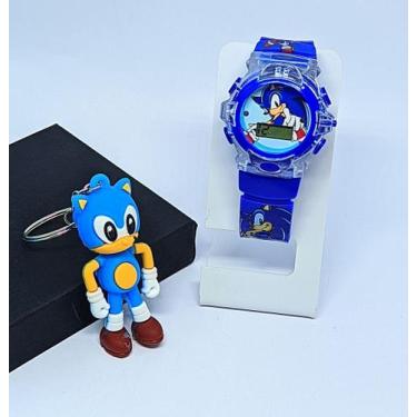 Imagem de Kit Relógio Infantil Digital Pisca Luz Led + Chaveiro Personagem Mini 