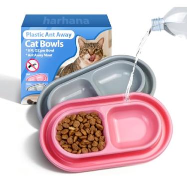 Imagem de Tigela Ant Away para gatos ao ar livre, tigela dupla para animais de estimação com fosso de água, design à prova de derramamento, alimentador de comida e água para gatos ao ar livre – formigas, fácil