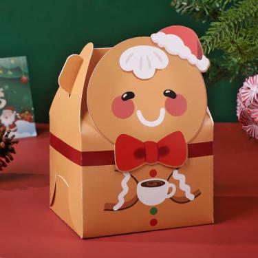 Imagem de Sacos de presente de Natal, reutilizáveis, quadrados, cartolina, resistente, fácil de usar, economia de espaço, presentes de armazenamento de presente de Natal (1 peça de homem de gengibre)