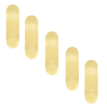 Imagem de Mtuiweo DIY Series Wooden Finger Skateboard, 5 PCS Blank Teak Fingerboards Design Your Style, 30mm x 100mm Handmade Wooden Fingerboard Decks