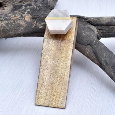 Imagem de IndianShelf 1 peça de batente decorativo de pedra e madeira para a parte inferior da porta - cunhas de porta de base de borracha antiderrapante multicoloridas resistentes - batente de porta de piso