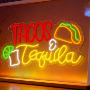 Imagem de Neonawall Tacos Tequila Neon Sign for Wall Decor Light Up Letters Business Led Sign Birthday Party Gifts Led Decorative Night Signs Room Decorations Party Signs for Bar Club Restaurant Grand Opening
