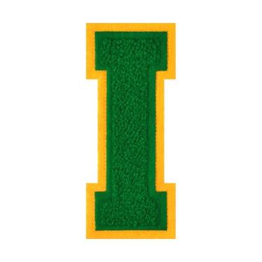 Imagem de 1 Patch de letra de chenille verde de 11,4 cm – Adesivos do alfabeto para roupas, jaquetas, mochilas, chapéus para decoração personalizada, nome personalizado e artesanato. (I)