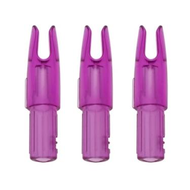 Imagem de Pacote com 24 Nocks de flecha de tiro com arco, ID 6,2 mm/0,246 polegadas inserção de plástico Nock Tail para arco flecha caça tiro substituição (roxo claro)