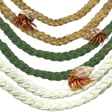 Imagem de kathson 6 peças de brinquedos de escalada de caranguejo eremita, escada de corda de escalada de caranguejo eremita com 10 ganchos de ventosa, acessórios de terrário para lagartos cobras lagartixas (3