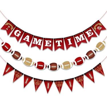 Imagem de Fanfanwin Pacote com 3 faixas de futebol pré-amarradas vermelhas e douradas faixa de guirlanda de futebol em My Era decoração de festa para artigos de festa de aniversário temáticos de jogo traseiro