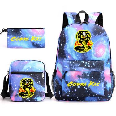 Imagem de Conjunto de mochilas Cobras Kais Cartoon Kids School Nylon 3 unidades