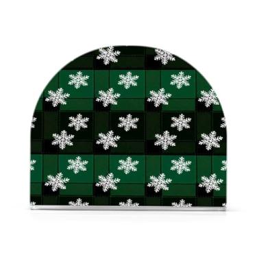 Imagem de Qilmy Lindo suporte de guardanapo acrílico de flocos de neve de Natal, porta-guardanapos para mesas cozinha restaurante decoração de casa, suporte decorativo moderno para guardanapos de coquetel de