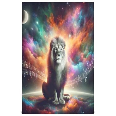 Imagem de Joisal Toalha de prato colorida brilhante leão para cozinha toalha de mão de chá fofa decorativa para lavar louças, absorvente macio 45 x 71 cm, 1 pacote