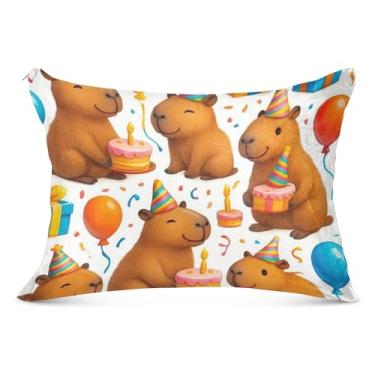 Imagem de Lindas fronhas decorativas de festa capivaras brancas grandes com zíper longo para o corpo fronha padrão queen king capa de travesseiro de cama macia, tamanho do corpo, 53 cm x 137 cm