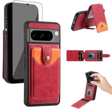 Imagem de Asuwish Capa de celular para Google Pixel 8 Pro 5G, capa tipo carteira compatível com Magsafe, protetor de tela de vidro temperado, suporte fino, suporte para cartão de crédito, Pixel8Pro, Pixel8, XL