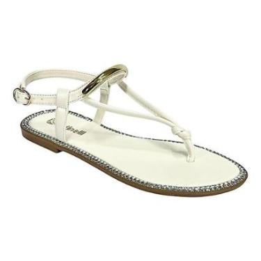 Imagem de Sandália Santinelli Rasteira Strass 1618-003 Marfim-Feminino