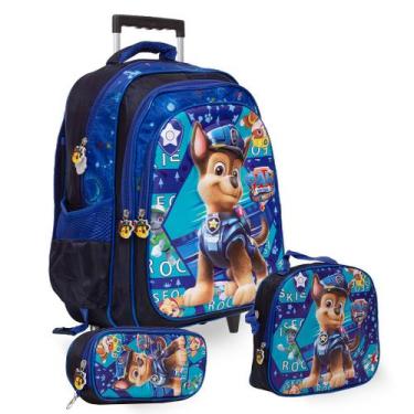Imagem de Kit Mochila Infantil Patrulha Canina 3D Desenho Carrinho - Toys 2U
