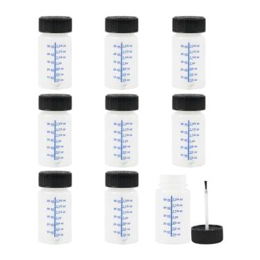 Imagem de NEETUE 9 canetas de retoque de tinta preenchíveis e kit de garrafa, recipientes de tinta pequenos de 59 g com tampas de segurança, bola de mistura e pincel incluídos para projetos de automóveis