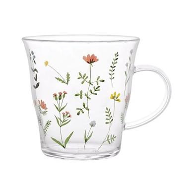 Imagem de Xícara de café portátil copo de vidro simples transparente conjunto de xícaras de chá de escritório com tampa e colher 400 ml/382.7 g Home Beautiful