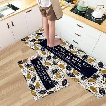 Imagem de Passadeira para Cozinha Antiderrapante Kit 2 Peças | Tapete Lavável Secagem Rápida | Poliéster(C-10-1.2MX0.4M+0.6M.0.4M)