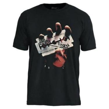 Imagem de Camiseta de Banda Stamp Judas Priest em Algodão Manga Curta Gola Redonda Oficial-Unissex