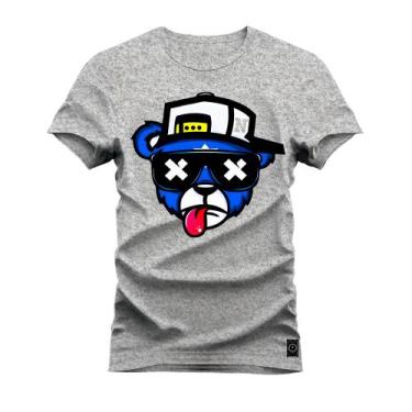 Imagem de Camiseta Plus Size Estampada Premium Algodão Boné Bolado 2.0, G1, Cinz