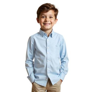 Imagem de Camisa Social Masculina Infantil Manga Longa Menino - Daze Modas, Azul