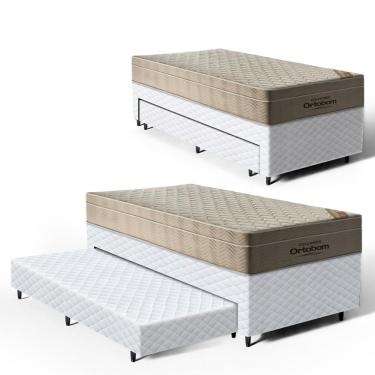 Imagem de Cama Box com Colchao de Molas Ensacadas Ortobom AirTech SpringPocket + Auxiliar de Espuma Unique Solteiro 88cm