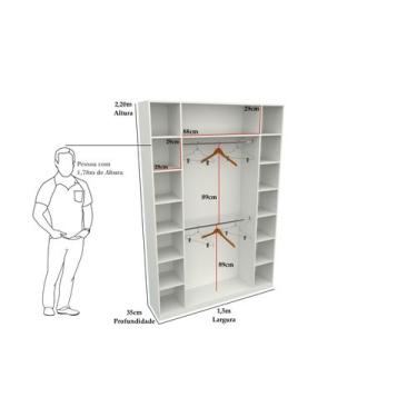 Imagem de Armário Colmeia Cabideiro Livia M6 100% Mdf Closet Loja - VETORIAL MÓV