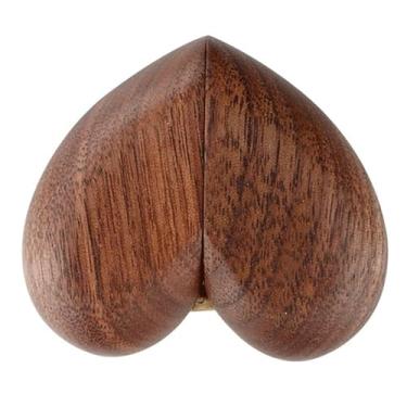 Imagem de Caixa de joias caixa de joias caixa de anel em forma de coração caixa de joias de madeira caixa de joias de casamento pequena caixa de joias moderna requintada (A)