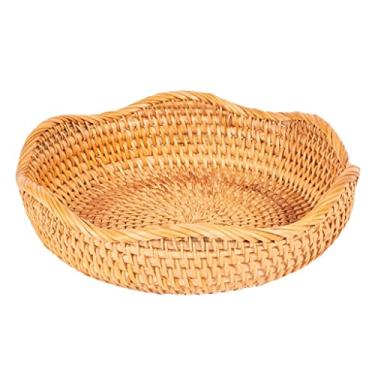 Imagem de Suporte de banana bandeja redonda de frutas cesta de vime empilhável rack de armazenamento de tecido empilhável pão de frutas fritas lanches bandeja de frutas (tamanho: 24 cm) (uma cor 24 cm)